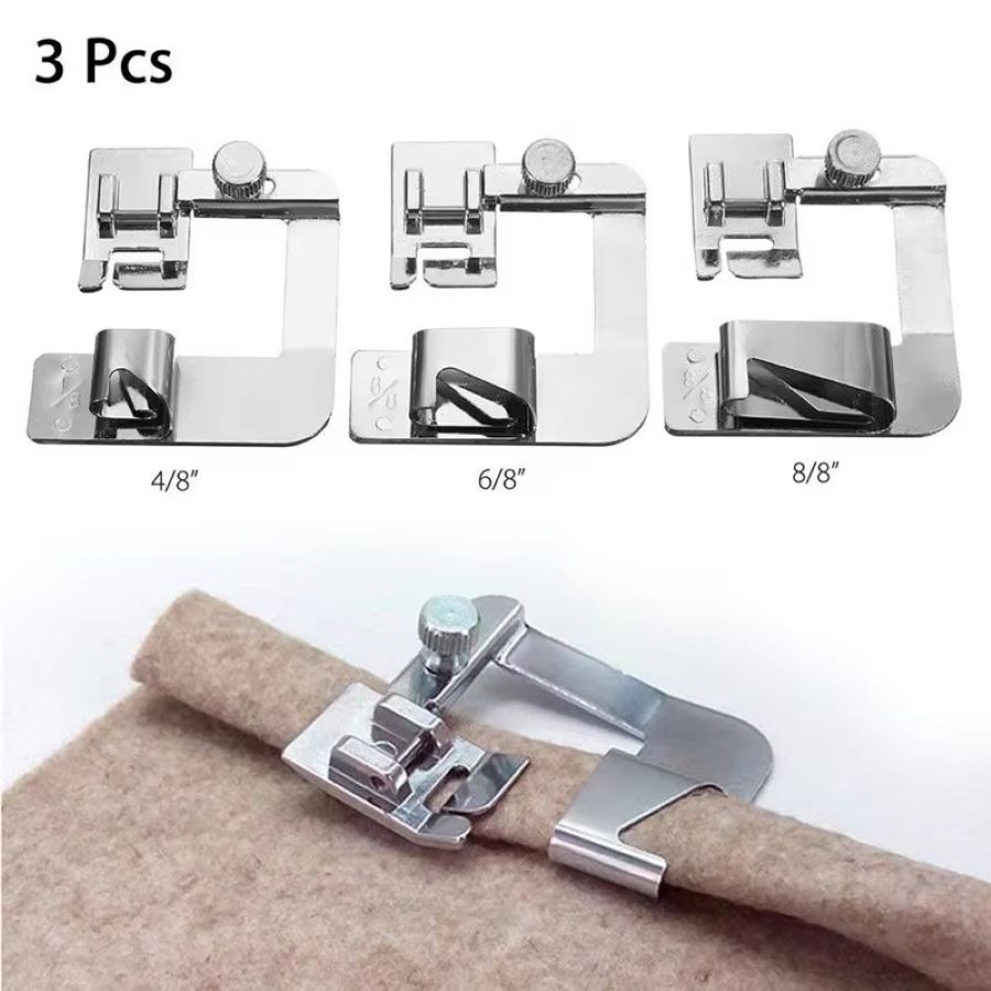 Textile Sewing Machine - 1-3 Peças Calcador de Bainha Enrolada