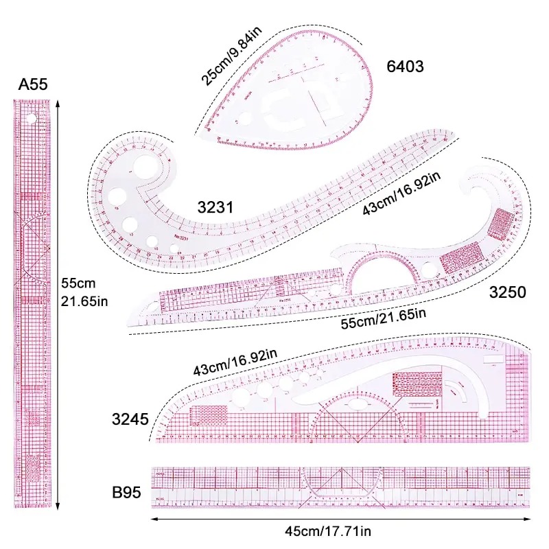 Régua curva francesa macia, 6  - Sewing Gauge Ruler avaliação e preço